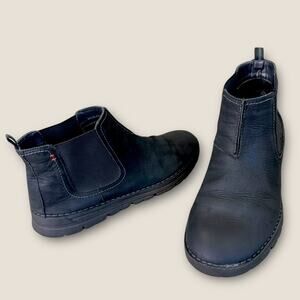 Flexi Womens Leather Flat Ankle Chelsea Boots Size 10 Black Pullon Round Toe USA